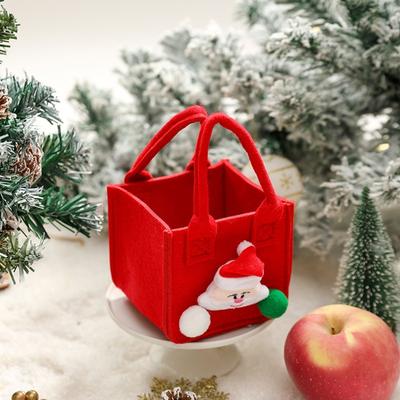 Large Capacity Felt Apples Pouch with Handle Christmas Party Decoration Holiday Gift Bag For Family Gatherings