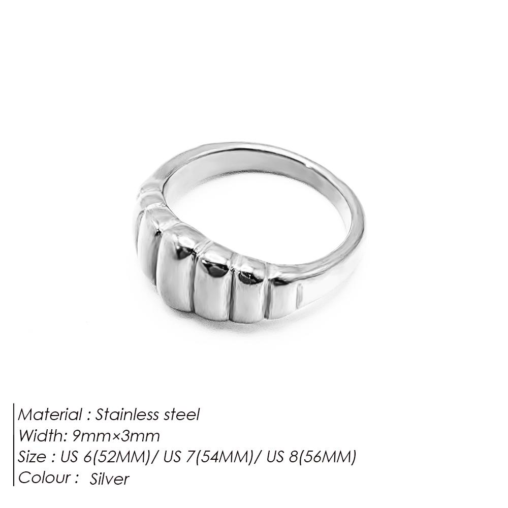 EManco Bread Pattern Ring Stainless Steel Jewelry Twist Personalized Couple Rings Women's Jewelry