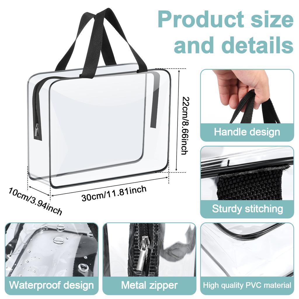 4/6Pcs Toy Storage Bag Clear PVC Children's Building Blocks Organizing Bag with Zipper Waterproof Makeup Sorting Bag Travel Bag