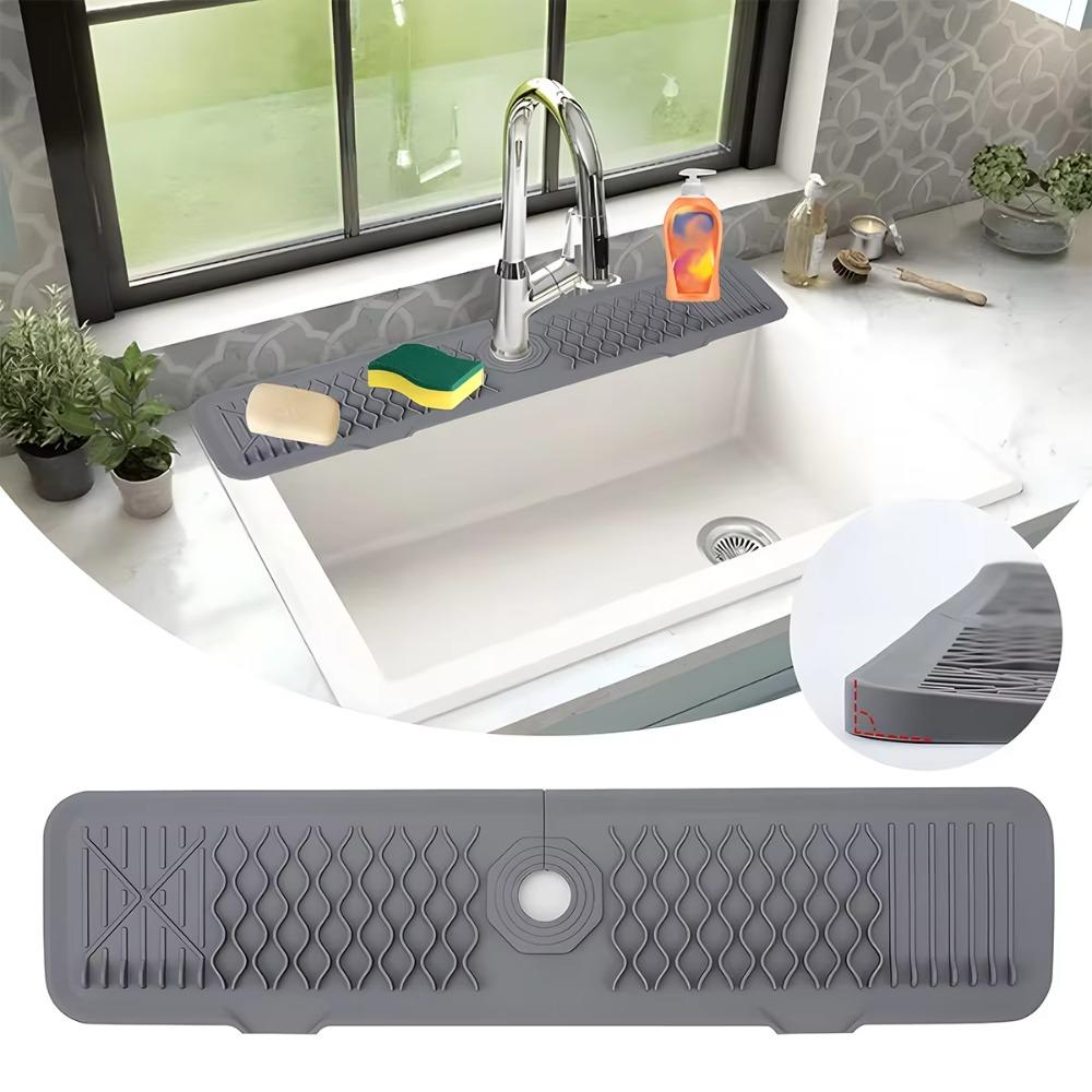 Silicone Kitchen Sink Splash Pad Slope Design Sink Protectors Mat Faucet Splash Guard  Bathroom