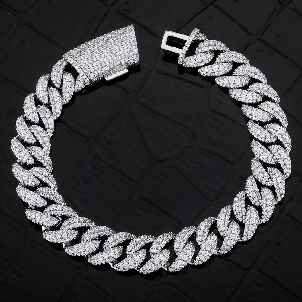 

Custom 11mm Exquisite Cuban Bracelet Iced Brass Inlaid with 3 Rows of Zircon Hip Hop Sparkling Men and Women Jewelry Gifts 7in 17.78cm bracelet&11mm
