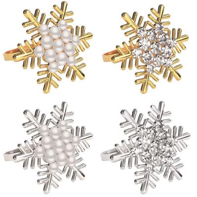 6pcs Christmas Napkin Rings Set Snowflake Napkins Buckles Banquet Accessories