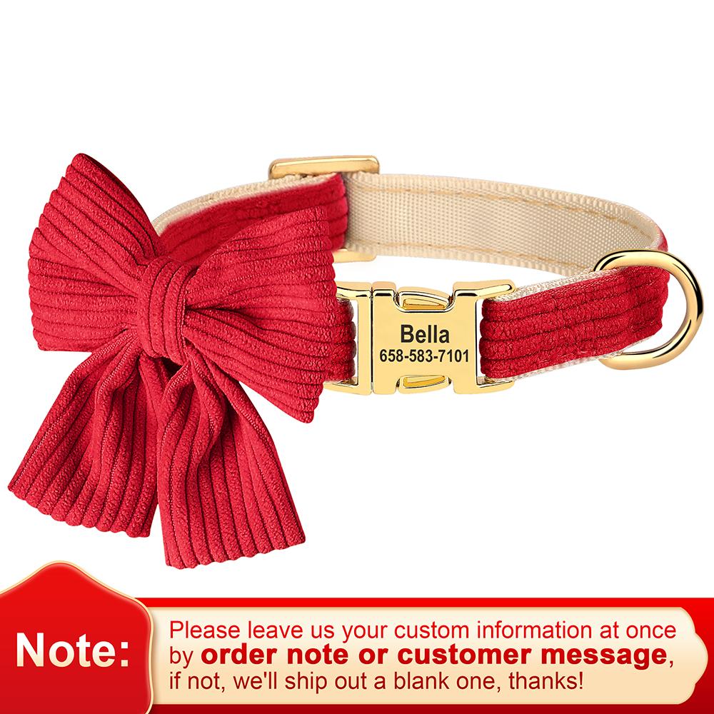 Personalisierbares Hundehalsband Niedliche Schleife Welpen Hunde Halsband Kostenlos Gravierbar Haustier-ID-Halsbänder Für Kleine Mittlere Große Hunde Chihuahua Mops