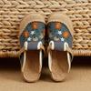 2025 Women Casual Linen Handmade Embroidery Mules Flat Slippers Retro Vegan Summer Ladies Canvas Comfortable Espadrille Shoes