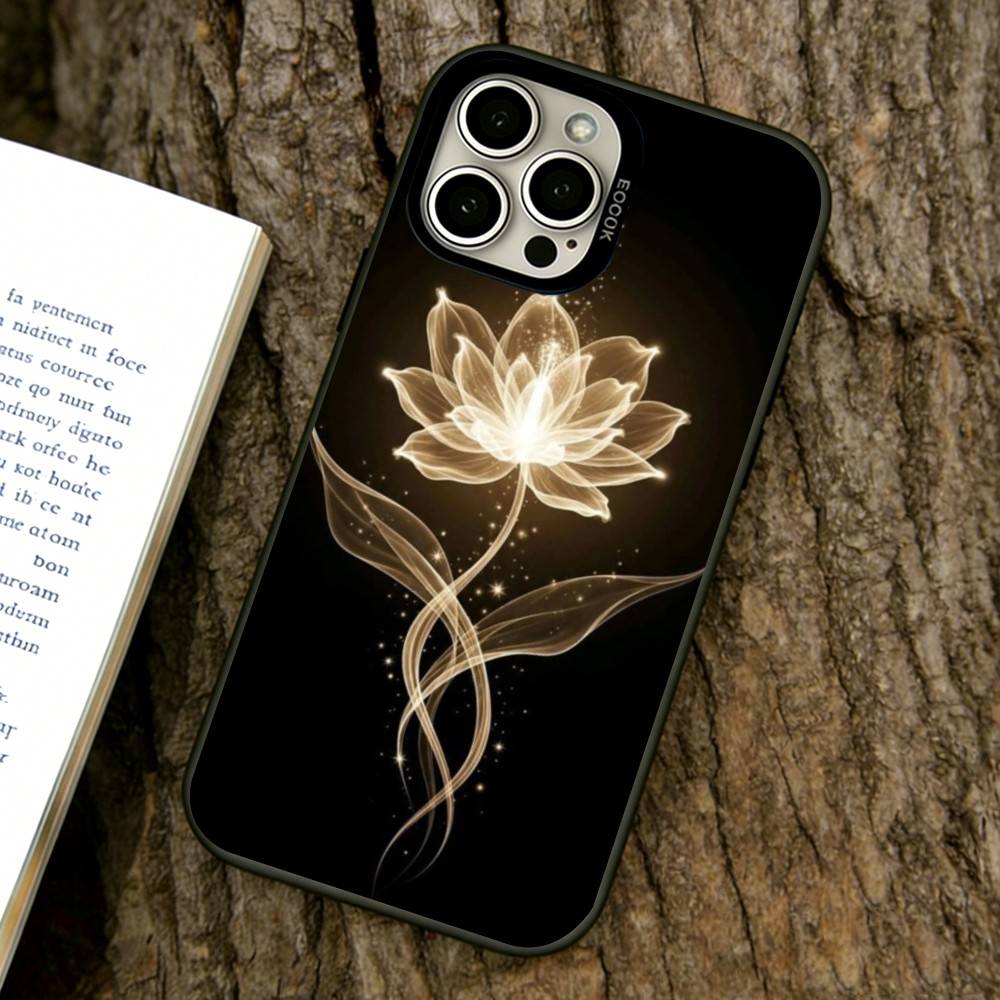 Dark flower Phone Case For iPhone 17,16,15,14,13,12,11 Plus,Pro Max,XS,Colored Silver Plated Inside Cover