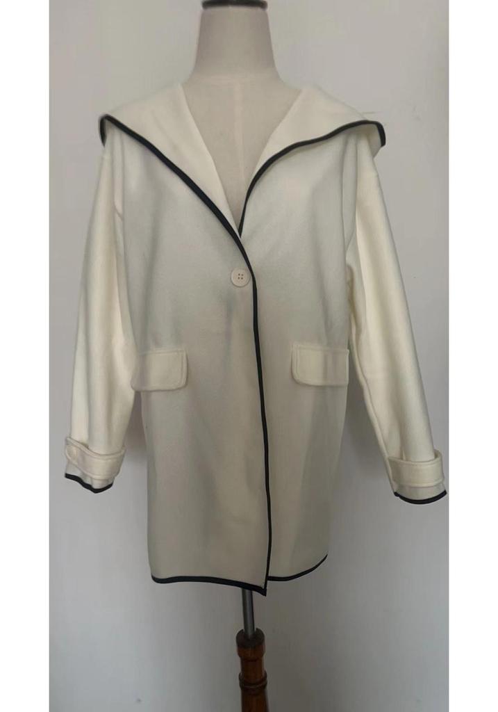 European & American Women's Fall/Winter Multi-color Woolen Hooded Coat