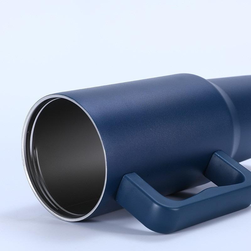 1Pc 1200ML 304Stainless Steel Print Cup with Straw Portable Car Cup Large Capacity Water Cup Car Water Bottle