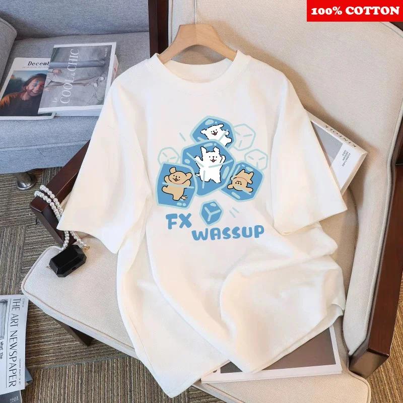 Cute Cat Pattern Print T-shirt Women Summer 2025 New Round neck Short Sleeve T-shirt Loose Casual Y2k Top kawaii Female clothing
