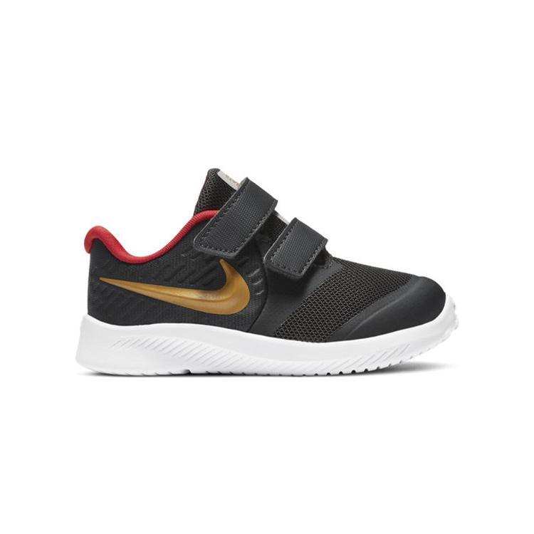 Nike Star Runner 2 Abrasion Resistant Low top Toddler Shoes Black Gold Red Infant And Toddler AT1803-010