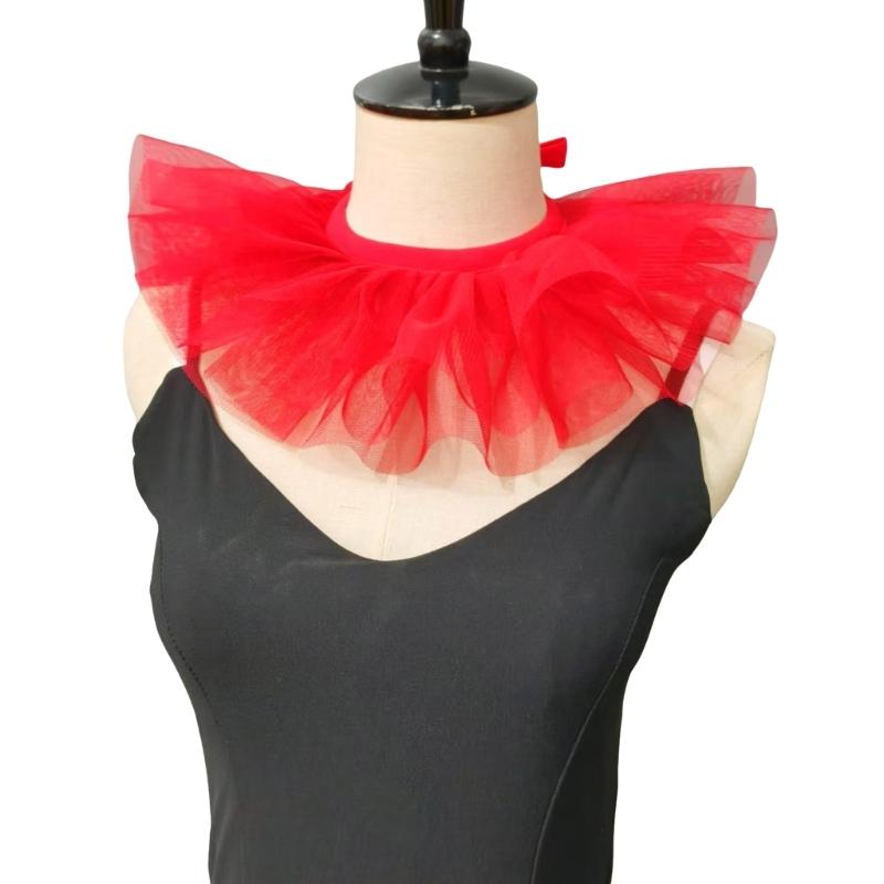 Детские Девочки Ренессанс Воротники-накидки с рюшами Викторианский Стиль Ожерелье-чокер для Косплея и Аксессуары для Костюмов красный