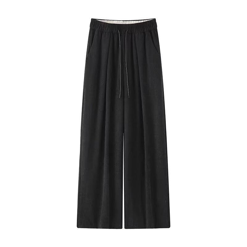 

Драпирующиеся женские брюки кюлоты из текстурированного ледяного шелка в стиле колор-блок, 2025 M чёрный