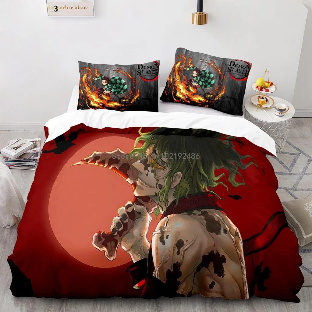 Juego de cama popular de Demon Slayer, funda de edredón con estampado de anime, fundas de almohada, decoración para habitación infantil, artículos para el hogar al por mayor
