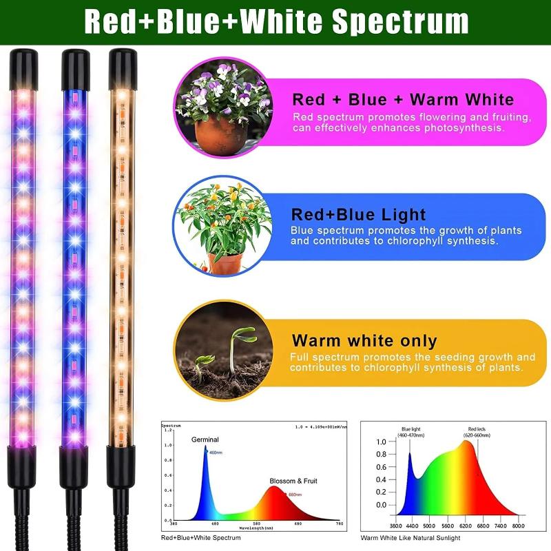 1Pc 3 Colors Tripod USB Phyto Lamp Full Spectrum Hydroponics Bulb LED Grow Light Indoor Plants Lamp Greenhouse Veg Flower Phytolamp