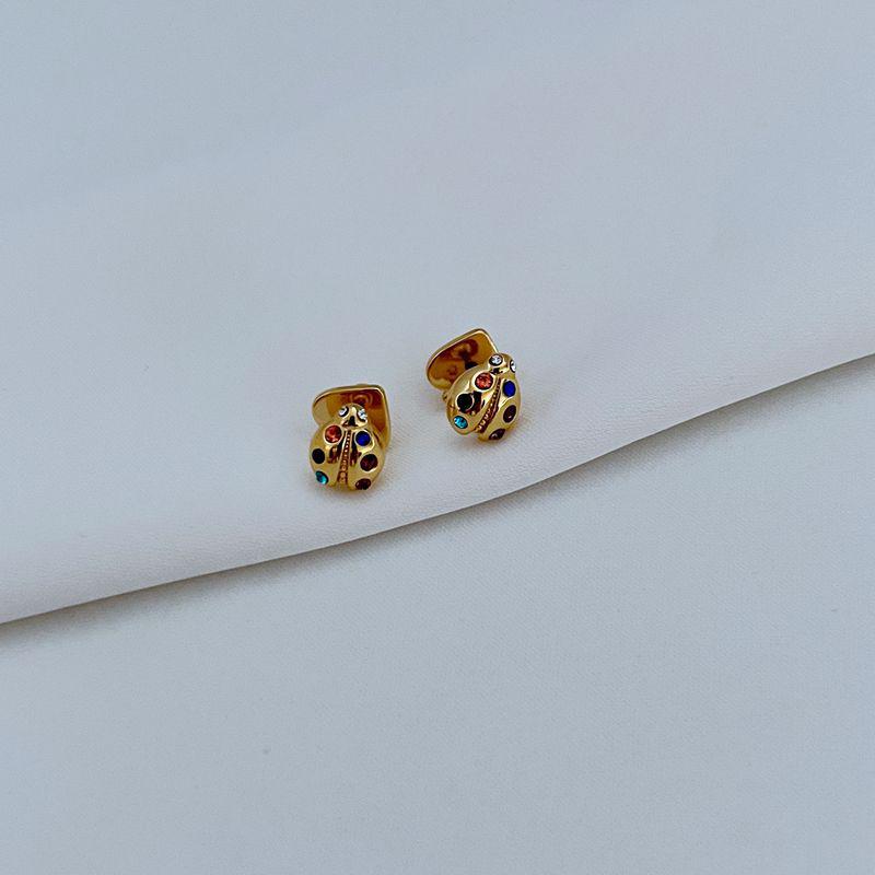 

Элегантный набор серег-пусетов и ожерелья с божьими коровками со стразами в пасторальном стиле