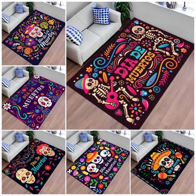 Mexikanischer Tag der Toten Teppich für Wohnzimmer Dekoration Tisch Schädel Opfer Teppiche Schlafzimmer Nachttisch Bodenmatte Halloween Dekoration