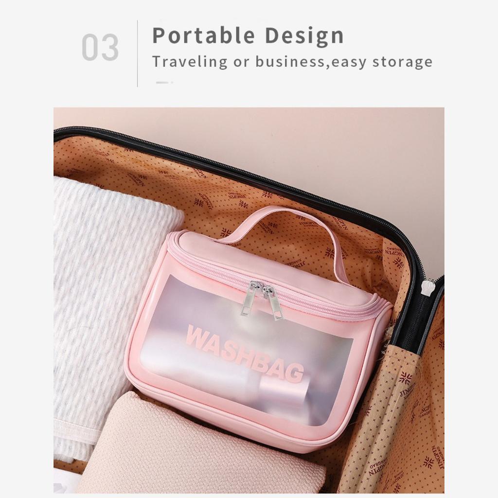 Large Capacity Toiletry Storage Bag Transparent Makeup Pouch for Travel Cosmetics Storage, Portable Handheld Toiletry Bag.