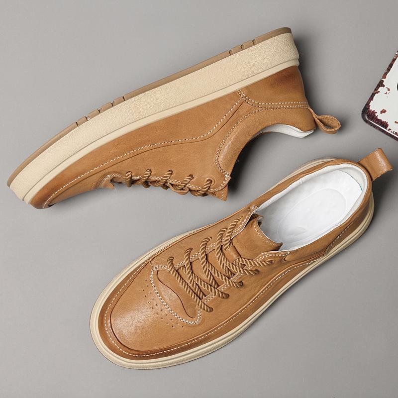 Fashion Genuine Leather Men's Skateboard Footwear Handmade Casual Shoes Classic Leisure Walking Shoes Outdoor Male Sneakers Sports Shoes