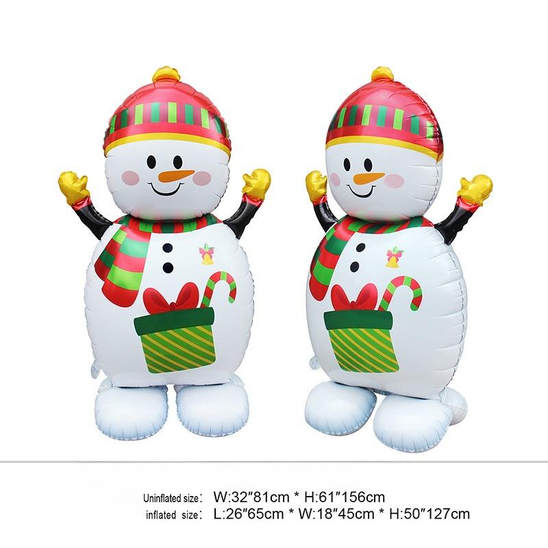 2pcs 60Inch Aluminum Foil Balloons Featuring Santa Claus And a Snowman - For Various Themed Events Such As Christmas Decorations