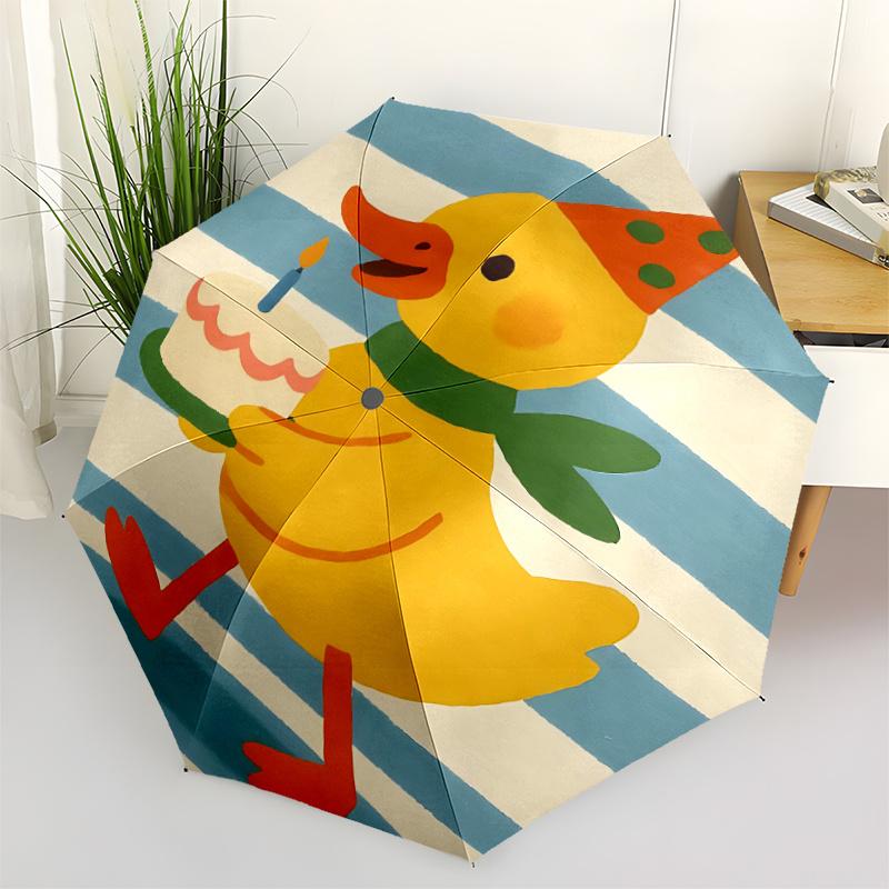 1pc Duck Cake One Umbrella  a Plastic Hle, Compact  Stylish, with a Vibrant Cartoon Pattern, Perfect  Home, Travel