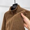 Men's Stand Collar Zipper Cardigan Jacket - 2025 Autumn/Winter Solid Color Warm Fleece