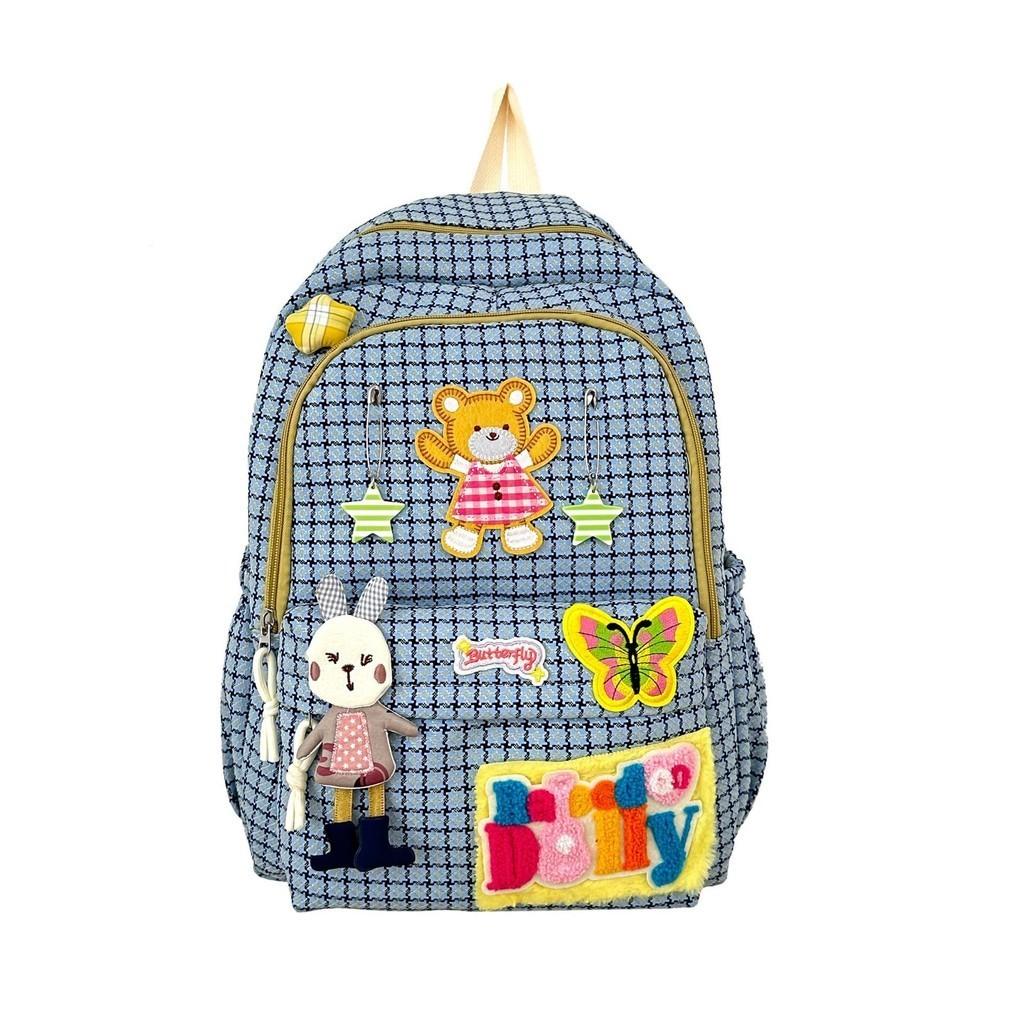 Spacious Nylon School Backpack For Middle And High School Students In Trendy Green Color синий