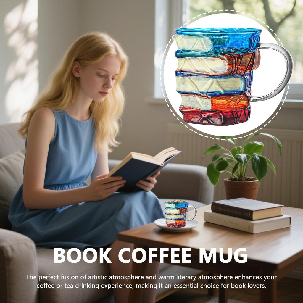 Book Mug Painted Book Coffee Cup Tea Mug Drinkware Tumbler Funny Decor Desk Accessories for Readers Women Librarian Birthday