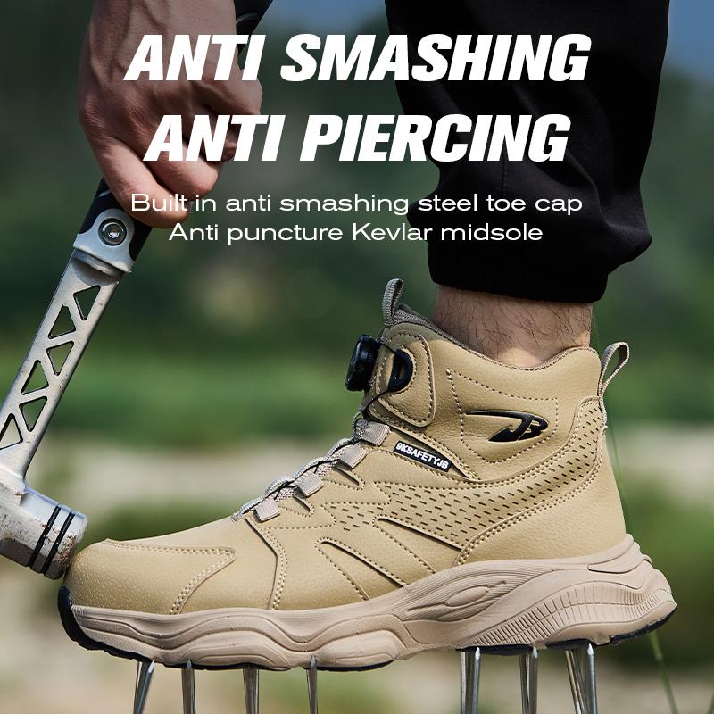New Rotating button Security Boots Men Work Shoes Anti-smash Anti puncture Safety Shoes Protection Boots Steel toe shoes Fashion