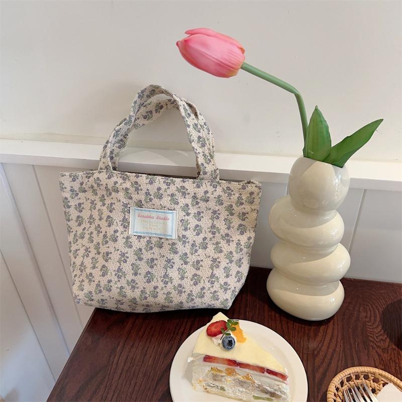 4 Broken Flower Canvas Bag Texture Cotton and Linen Large Capacity Shoulder Handbag Leisure Student Shopping Bag