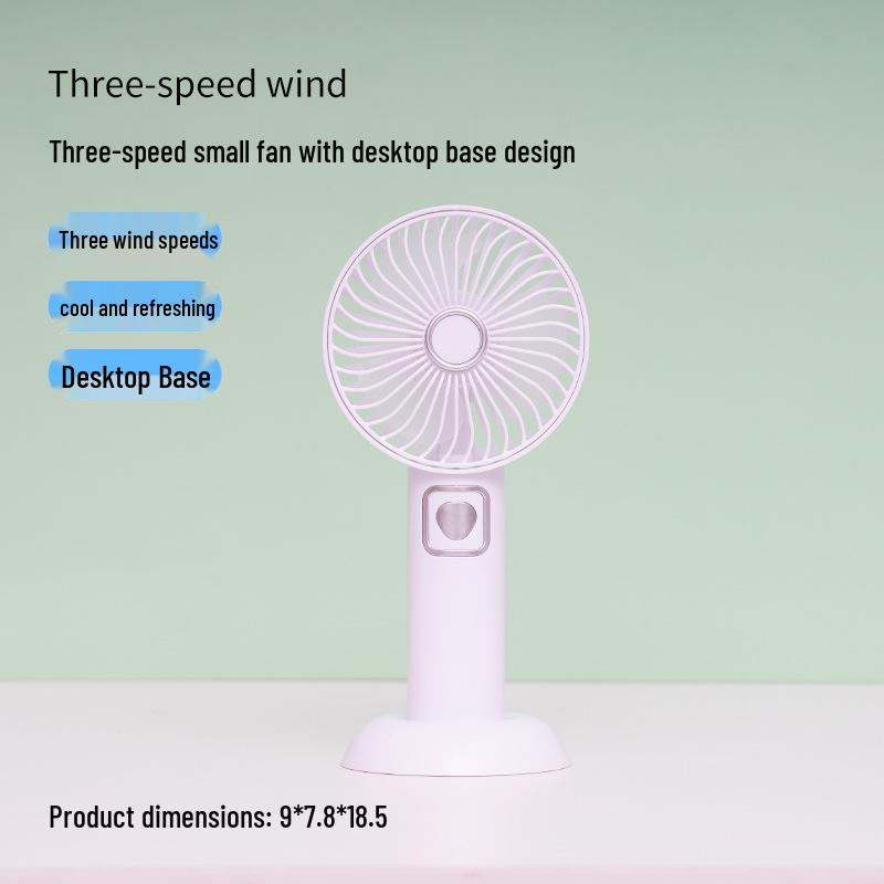 Mini USB Rechargeable Handheld Fan - Three-Speed, Portable, Silent, Cartoon Design for Desktop or Travel 3-speed rechargeable 800mAh