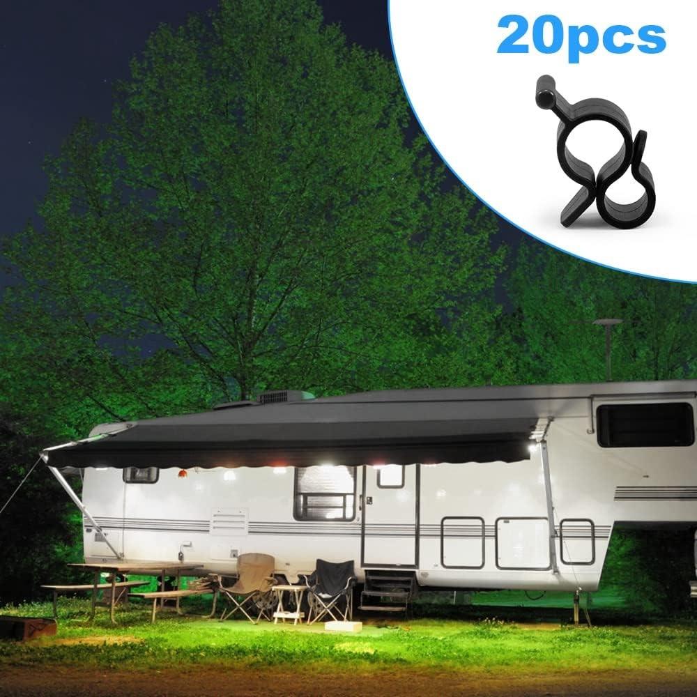 Pipe Strip Hooks, 20 Count, S-shaped RV Hooks, Awning Hooks, Camping Pipe Rail Accessories, Party Light Hooks For RV, Indoor And Outdoor Decorating