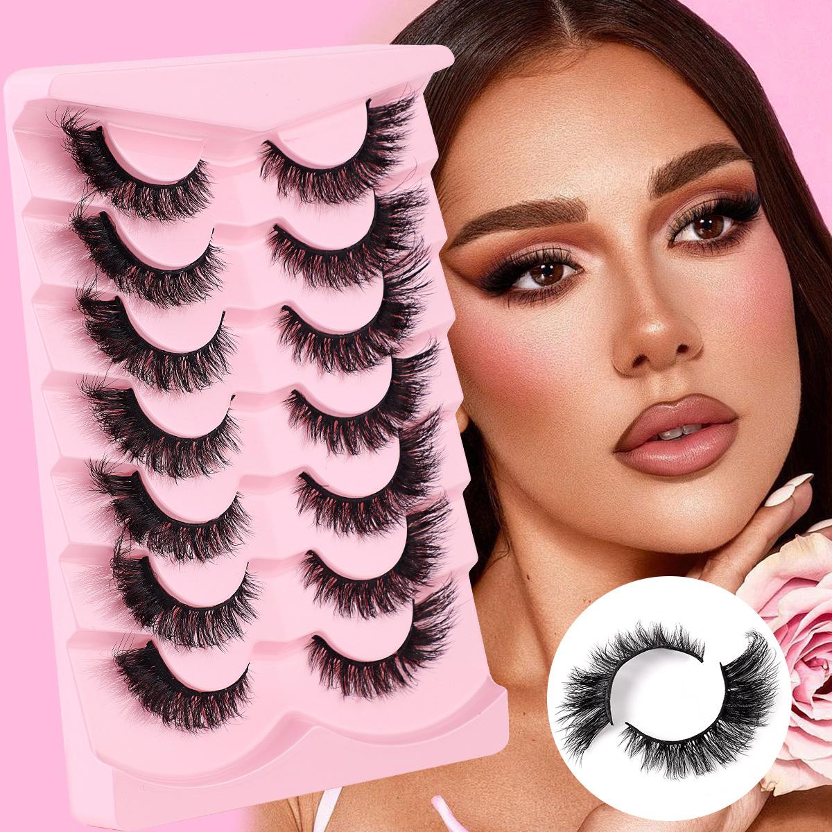 

7 Pairs Of Long End-Of-Eye False Eyelashes, Thick Fox Eye, Cat Eye Eyelashes.