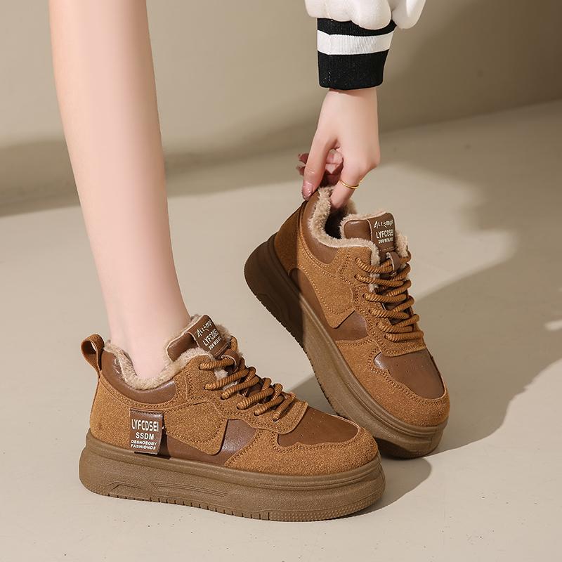 velvet Maillard thick-soled heightening casual shoes winter new thickened warm cotton shoes sports board shoes