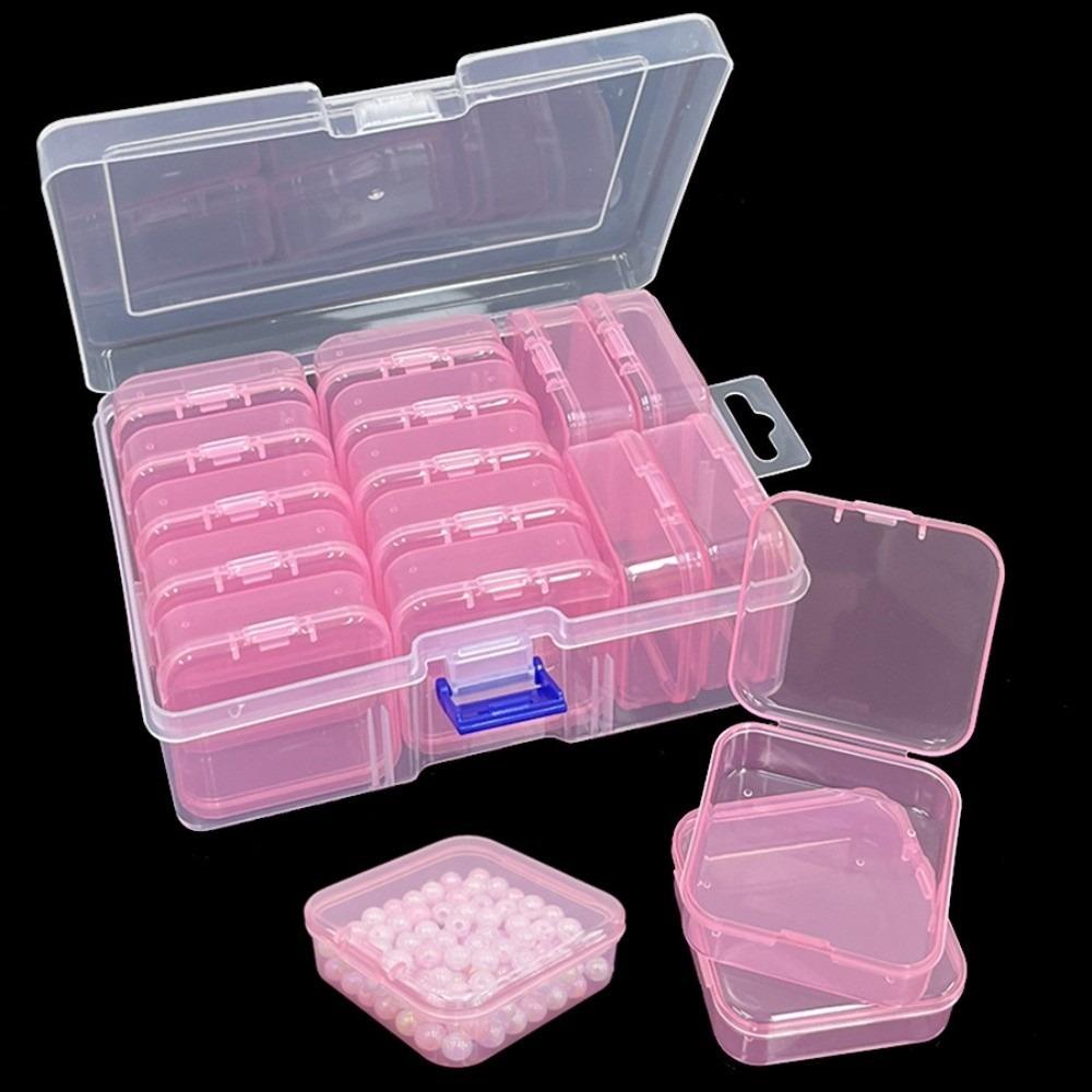 14pcs/set with Sorting Compartments Transparent Plastic Storage Box Set