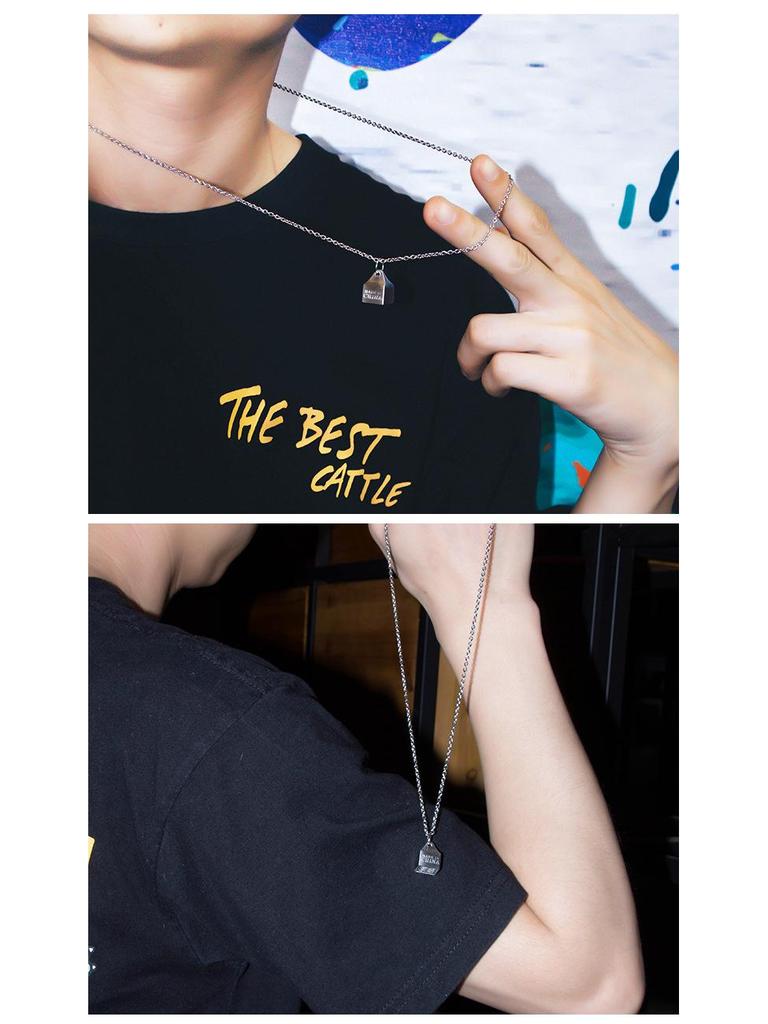 Trendy Geometric Patriotic Men's Titanium Steel Necklace Pendant