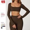 Guangzhou Zechuang Clothing Co., Ltd. Sexy Nude Feel Long Sleeve Yoga Wear Outdoor Running Workout T-shirt Quick-Drying Tight