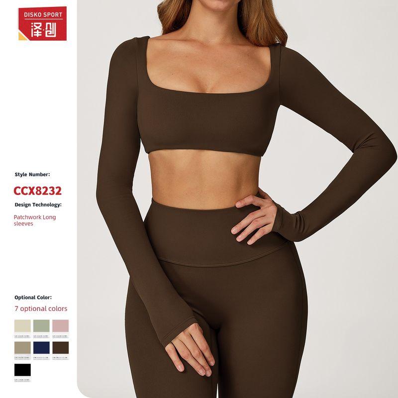 Guangzhou Zechuang Clothing Co., Ltd. Sexy Nude Feel Long Sleeve Yoga Wear Outdoor Running Workout T-shirt Quick-Drying Tight