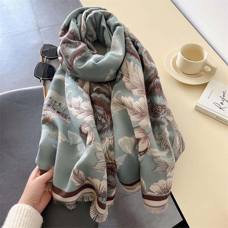 Luxury Winter Cashmere Scarf Women  Design Warm Pashmina Blanket Poncho Scarves Female Shawl Wraps Thick Foulard Bufanda