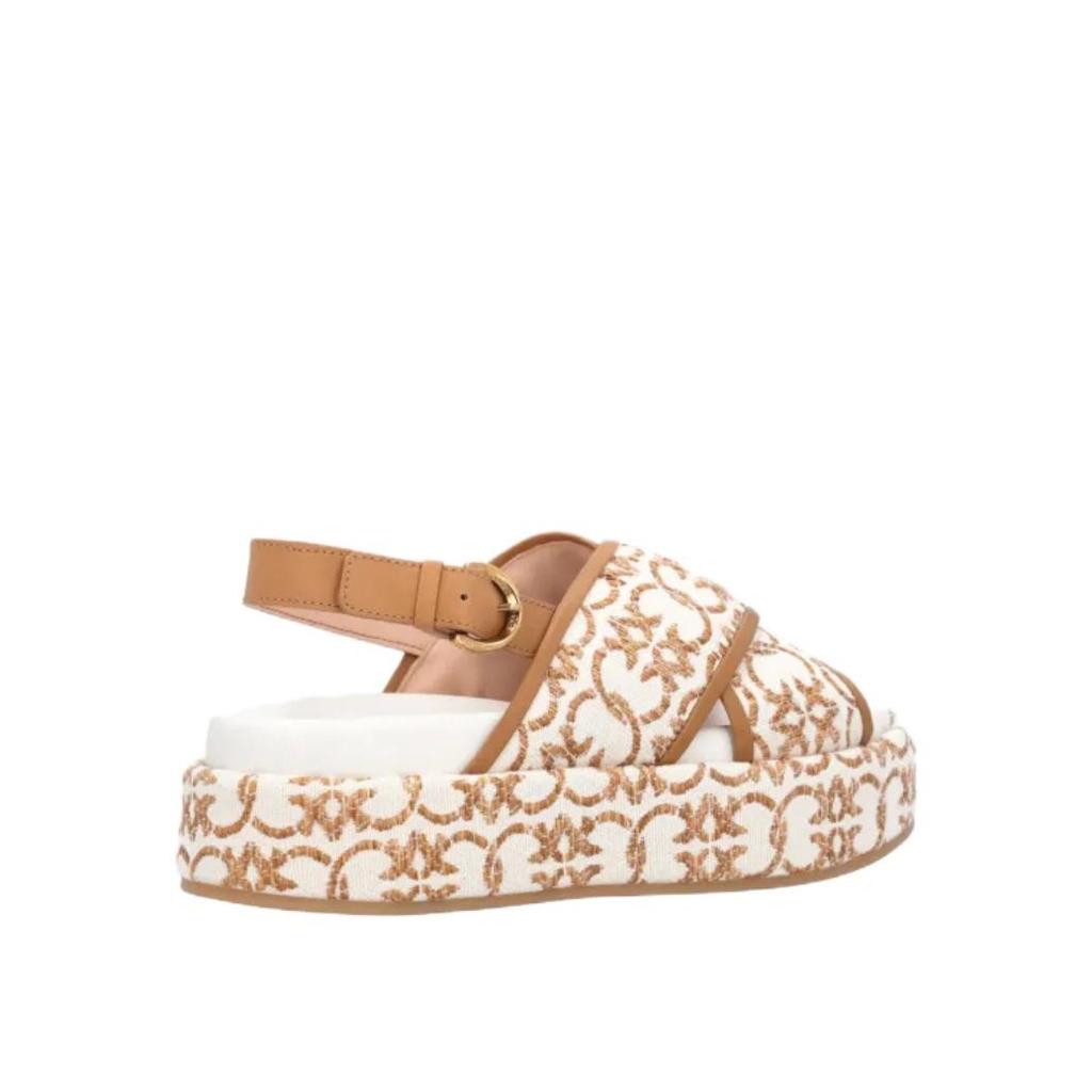 PINKO Monogram Fabric Comfortable Versatile Slide Sandals Women sandals Brown SD0061T006N63