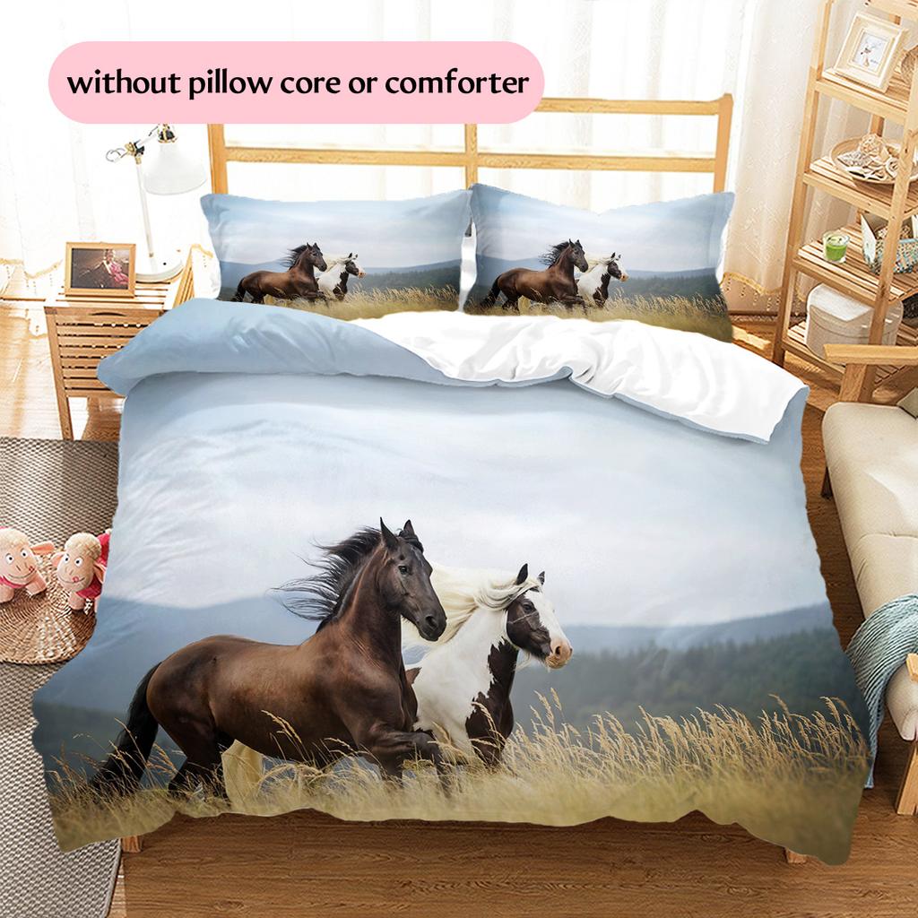 1PC Horse Bedding Quilt Set Quilt Cover Pillowcase Home Decoration Birthday Gift (1 * Duvet Cover + 15 * Pillowcase, Without Core)