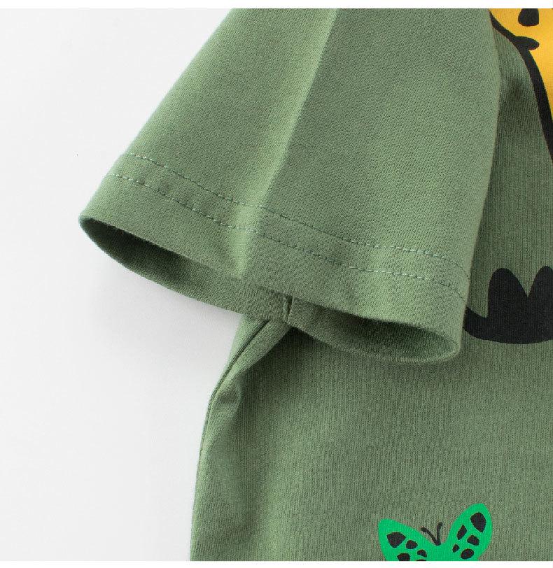 Kids' Cartoon Animal Print Summer T-Shirt - Korean Style Short Sleeve Top for 2026