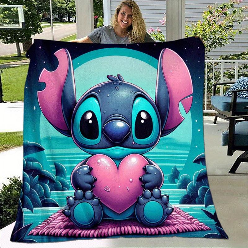 1pc Stitch Printing Blanket - Soft, All-Season Throw for Living Room, Bedroom,Personalized Gift with Adorable Cartoon Design