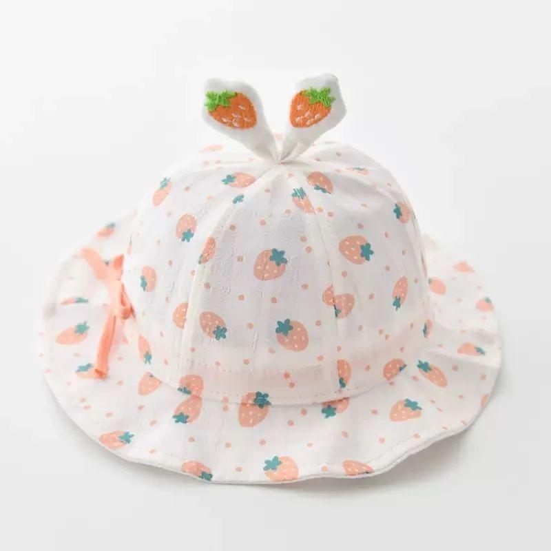 Baby Girl Thin Bucket Hat Adjustable Drawstring Spring Autumn Summer Sun Protection Cap Cute Breathable UV Shield