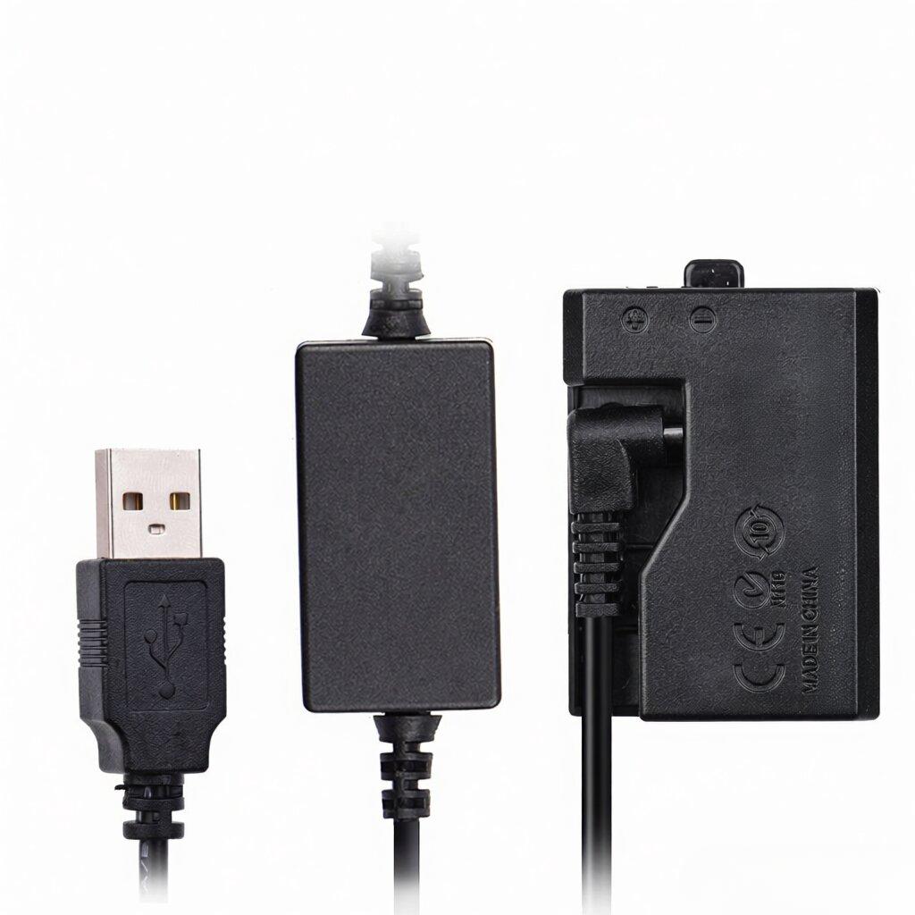 DR-E10 USB Power Kit DC Coupler Dummy Battery Replace of LP-E10 Battery with USB DC Converter Power Cable Single USB Input Compatible with Canon EOS
