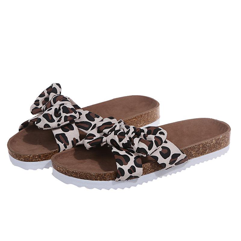 2021 Summer Plus Size Leopard Print Thick-Soled Slippers: European  American Style 35