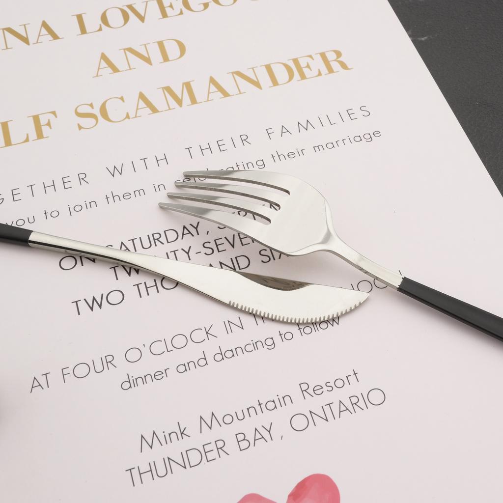 Couverts noirs en acier inoxydable 304, 30 pièces, service de table pour fête, service d'argenterie de cuisine avec cuillère à café, fourchette à Dessert