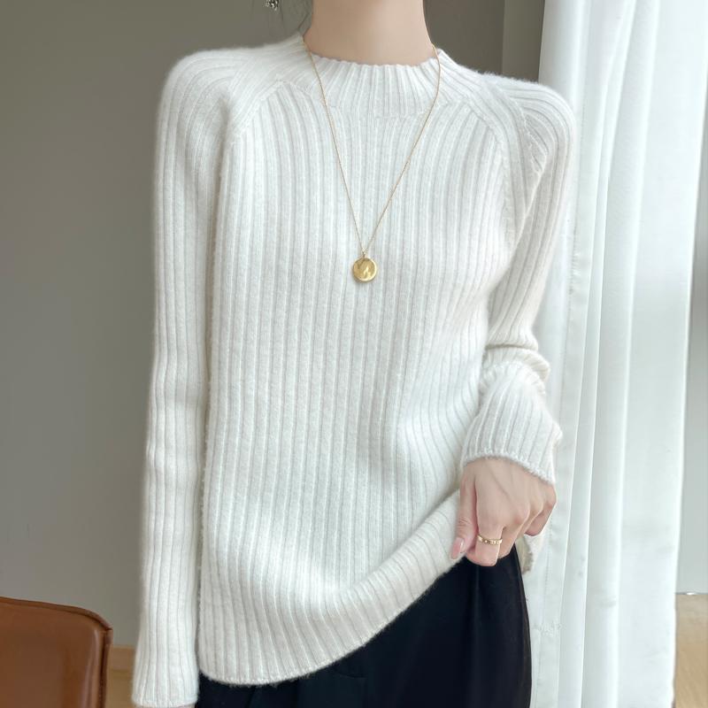 

Жіночий Кашеміровий Светр Qinghe Cashmere 30% Кашемір 70% Вовна Осінь та Зима Кашеміровий Товстий Светр М який та Теплий XXL білий