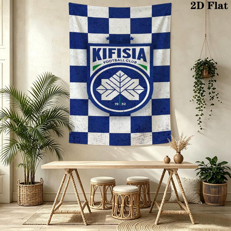 Kifisia FC Wall Tapestry Aesthetic Wall Hanging Printed Fabric Blanket Decorative Tapestries for Bedroom Living Room Home Decor