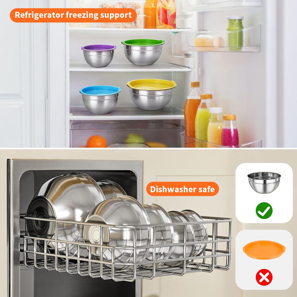 29-teiliges Edelstahl-Rührschüssel-Set - Verschiedene Größen - Premium Küchenutensilien zum Mischen und Servieren - Rutschfest