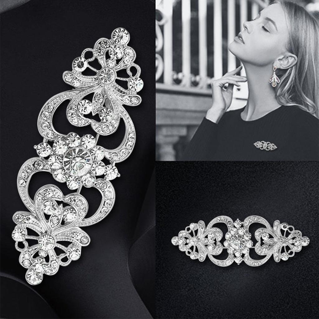 Wedding Bridal Rhinestone Flower Brooches for Women Elegant Flower Design Pins Banquet Party Backpack Gifts Jewelry Accessories