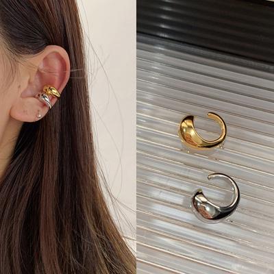 New Punk Water Drop Half Empty Clip Earring Gothic C Shape Ear Cuff Stud Thick Earclips for Women Party Jewelry Gifts